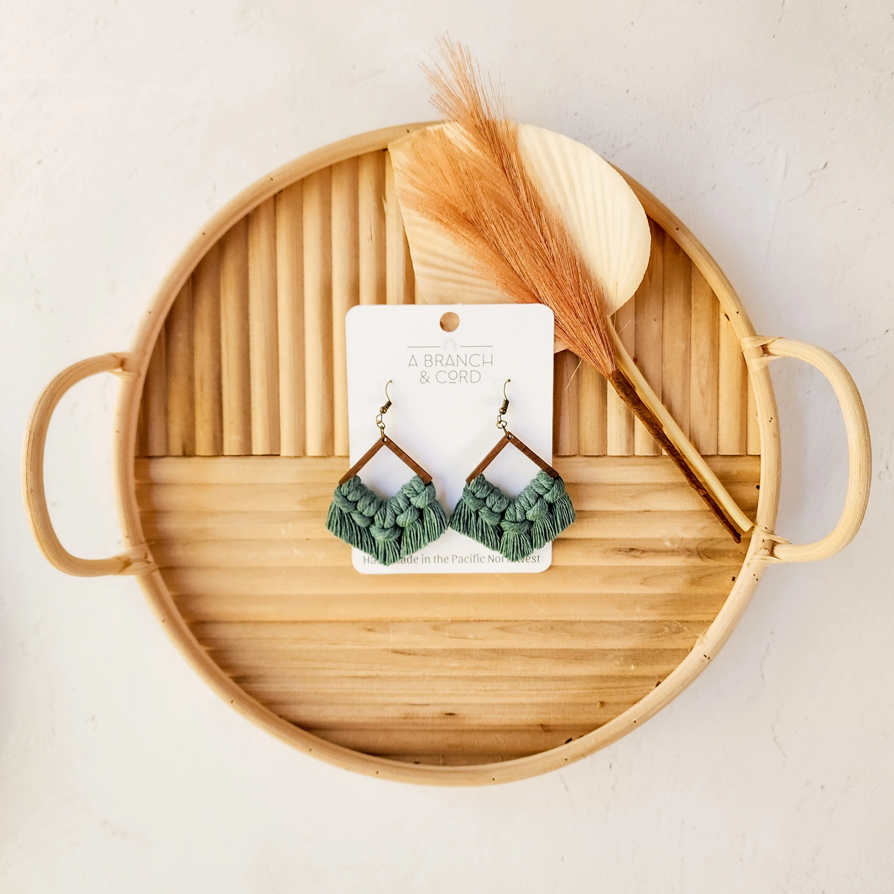 A Branch & Cord - Macrame Diamond Fringe Earrings - Image 10