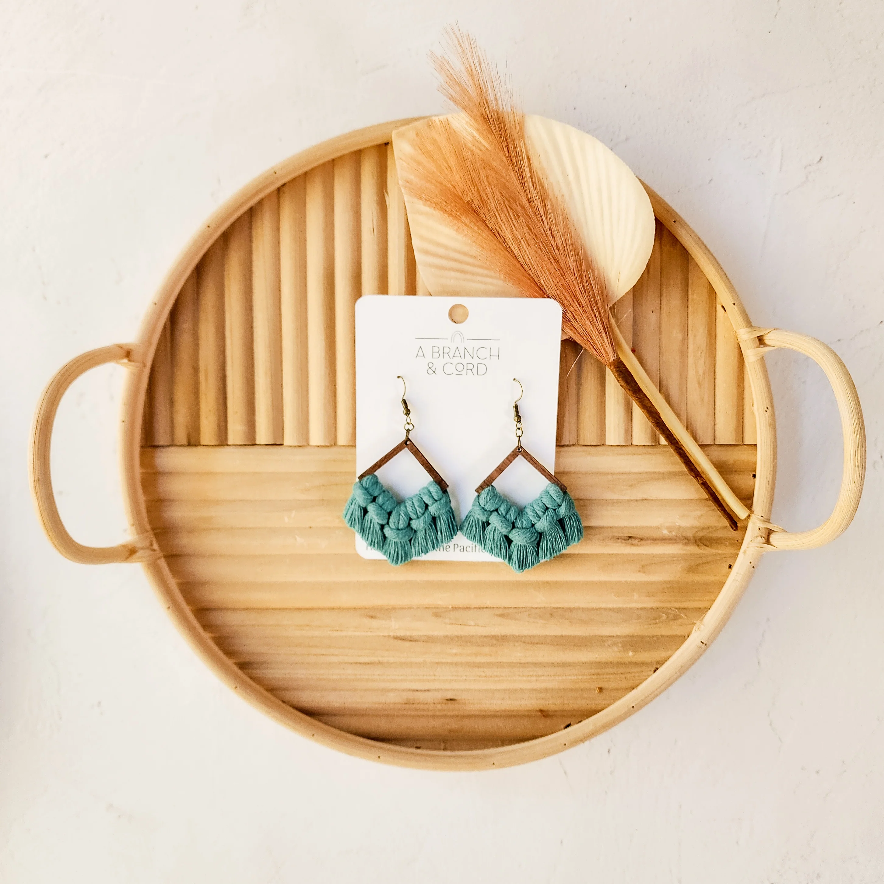 A Branch & Cord - Macrame Diamond Fringe Earrings - Image 7