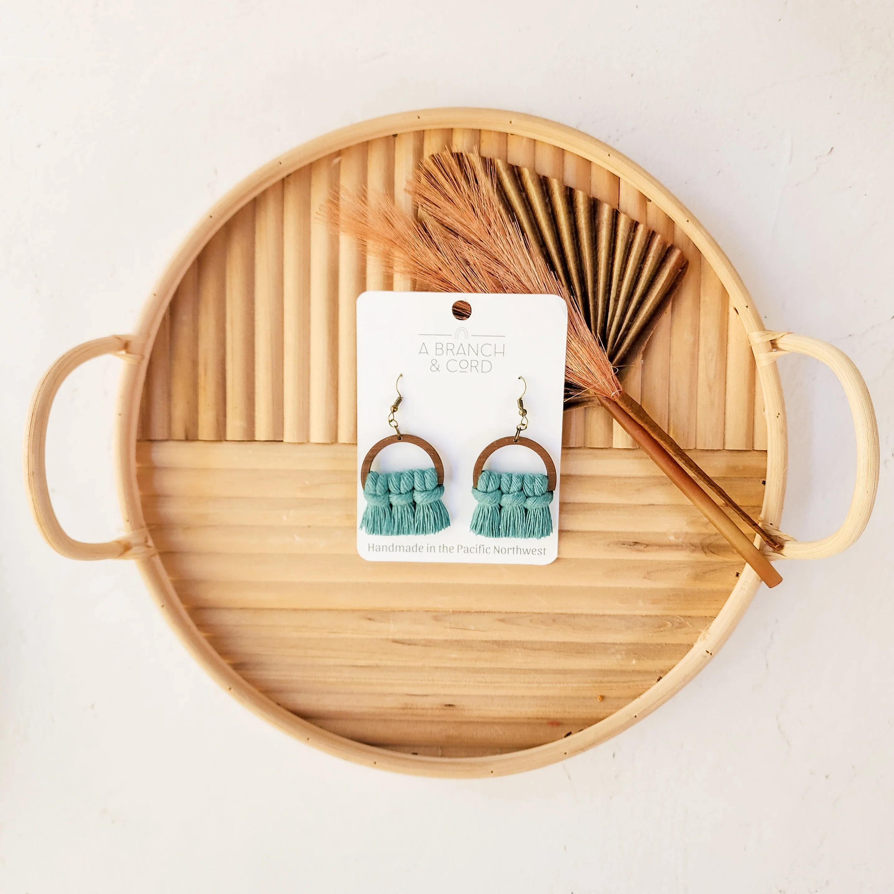 A Branch & Cord - Macrame Semi Circle Fringe Earrings - Image 10