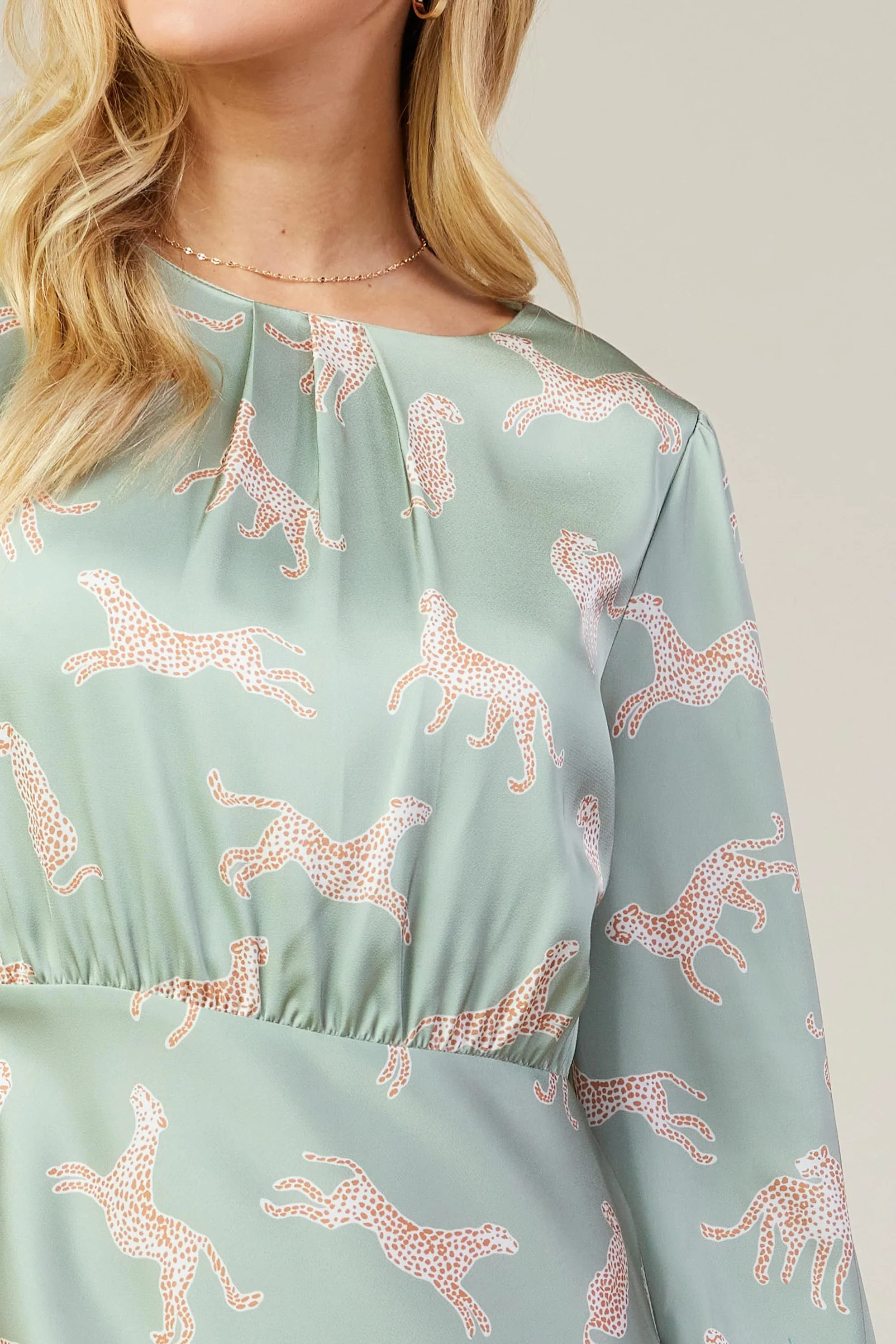 Animal Print Midi Dress Sage - Image 5