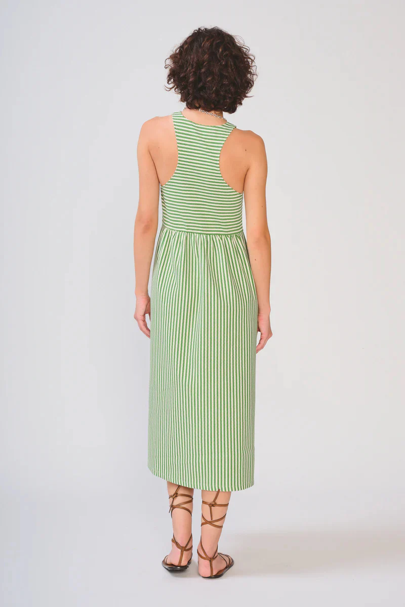 Anzio Dress Matcha/Ivory Stripe - Image 3
