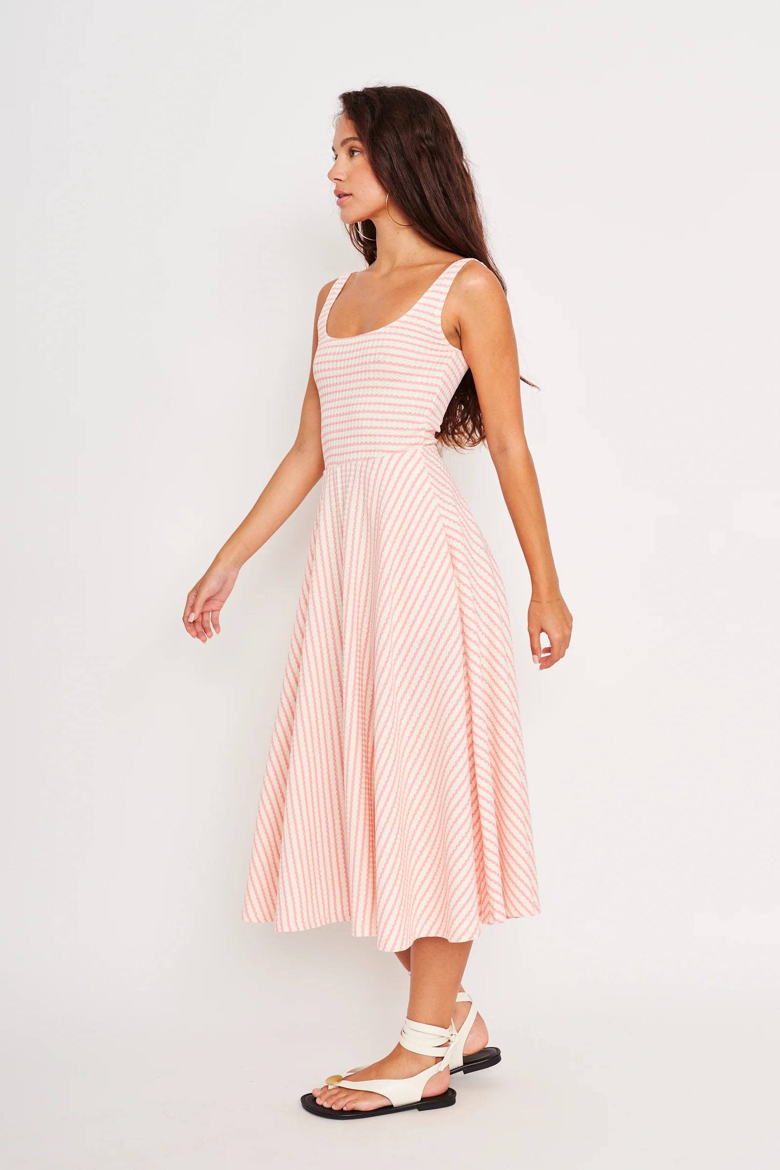 Audrey Dress Pink/Ivory Stripe - Image 3