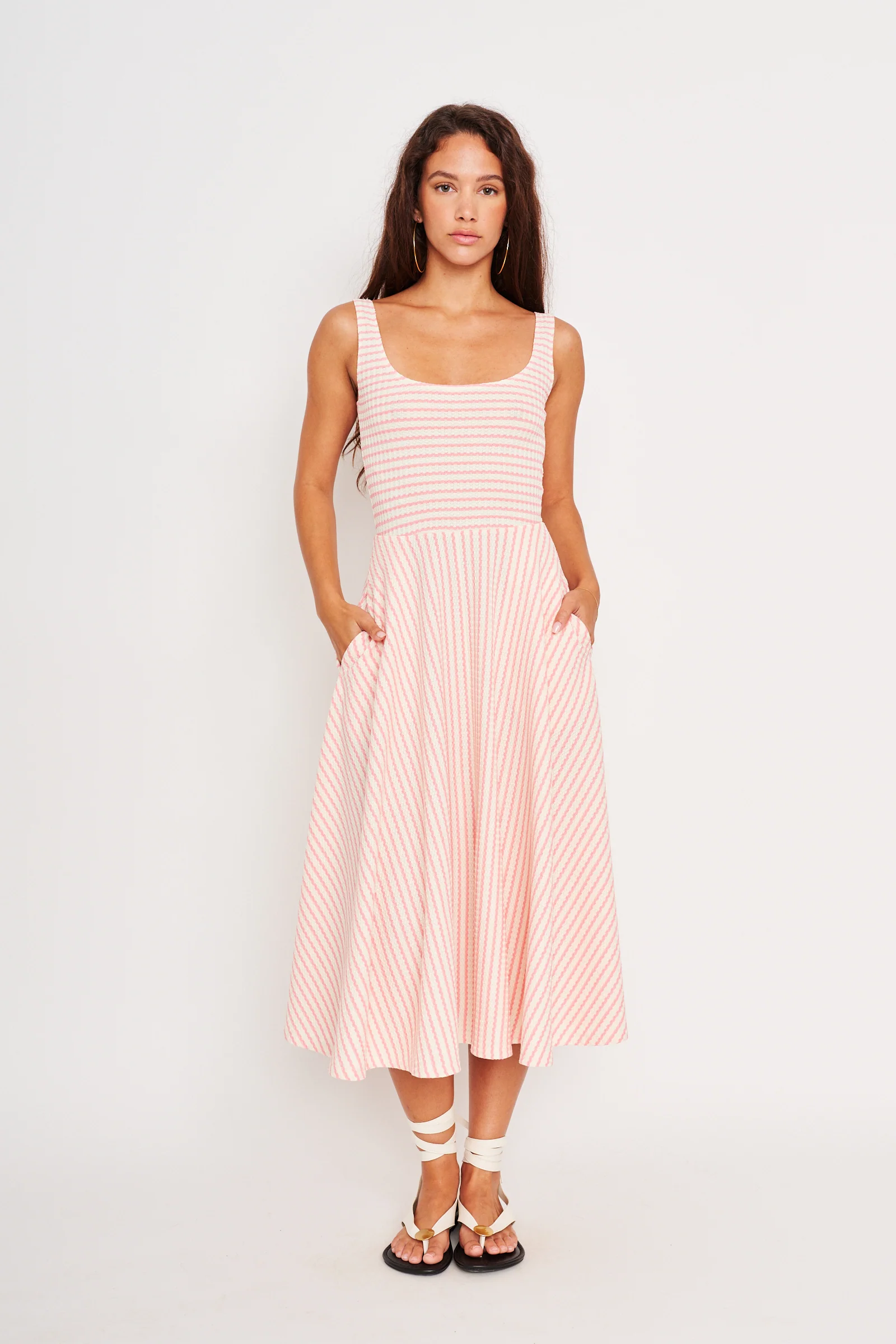 Audrey Dress Pink/Ivory Stripe - Image 4