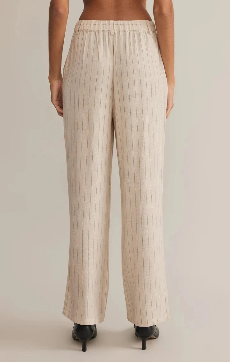 Bennett Pinstripe Pant Flax - Image 3