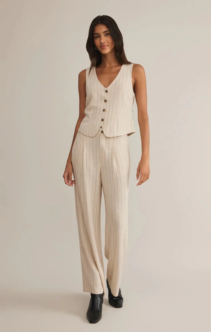 Bennett Pinstripe Pant Flax - Image 4