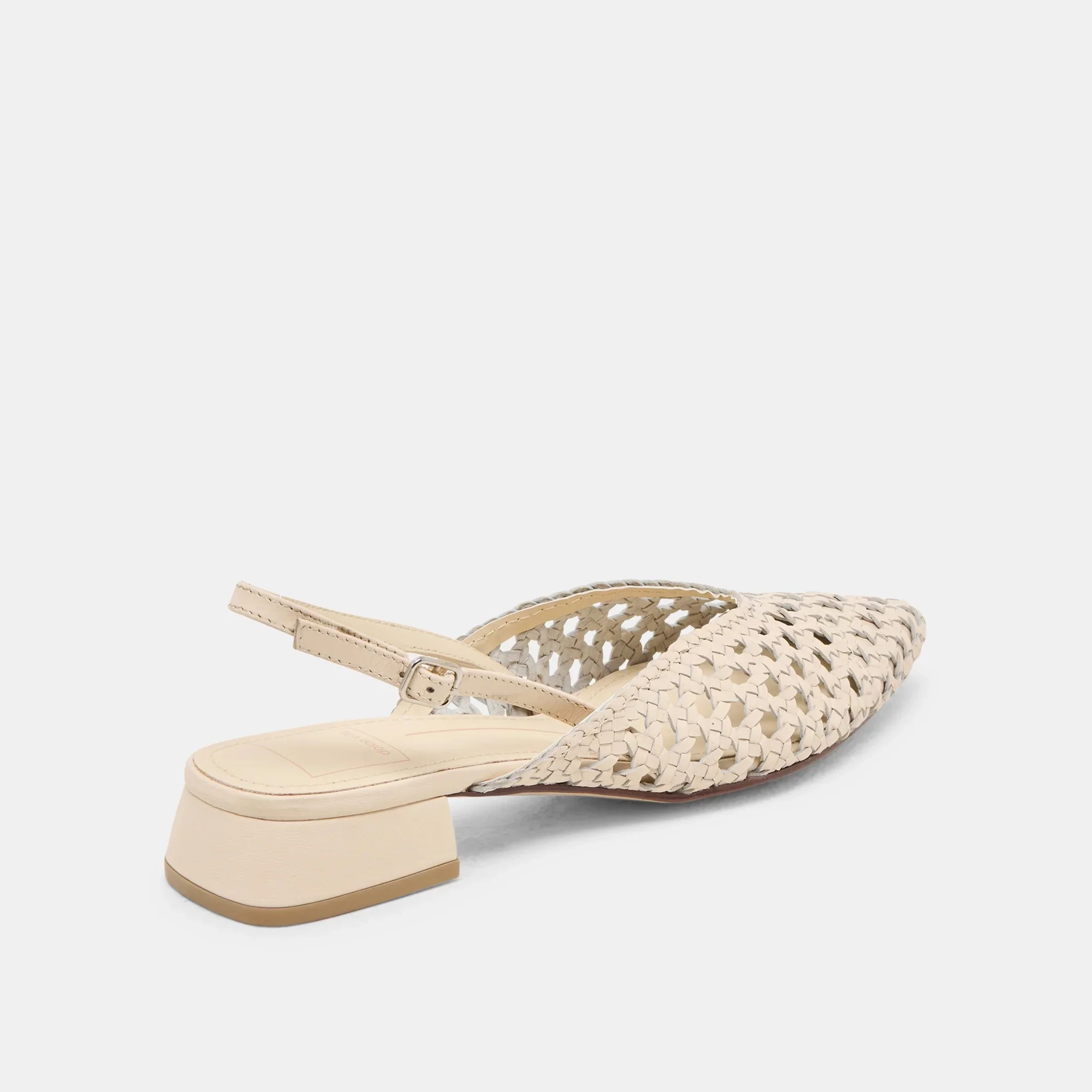 Birdie Flats Off White Woven Leather - Image 3