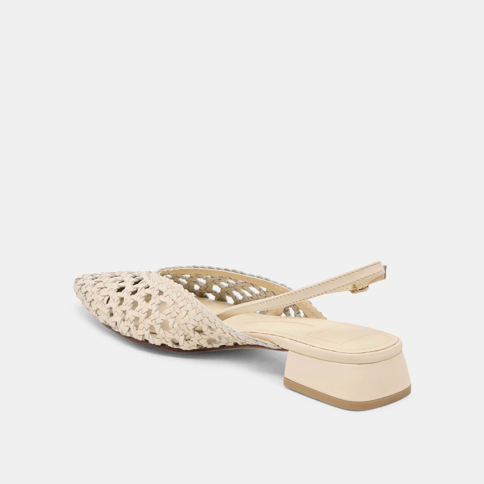 Birdie Flats Off White Woven Leather - Image 5