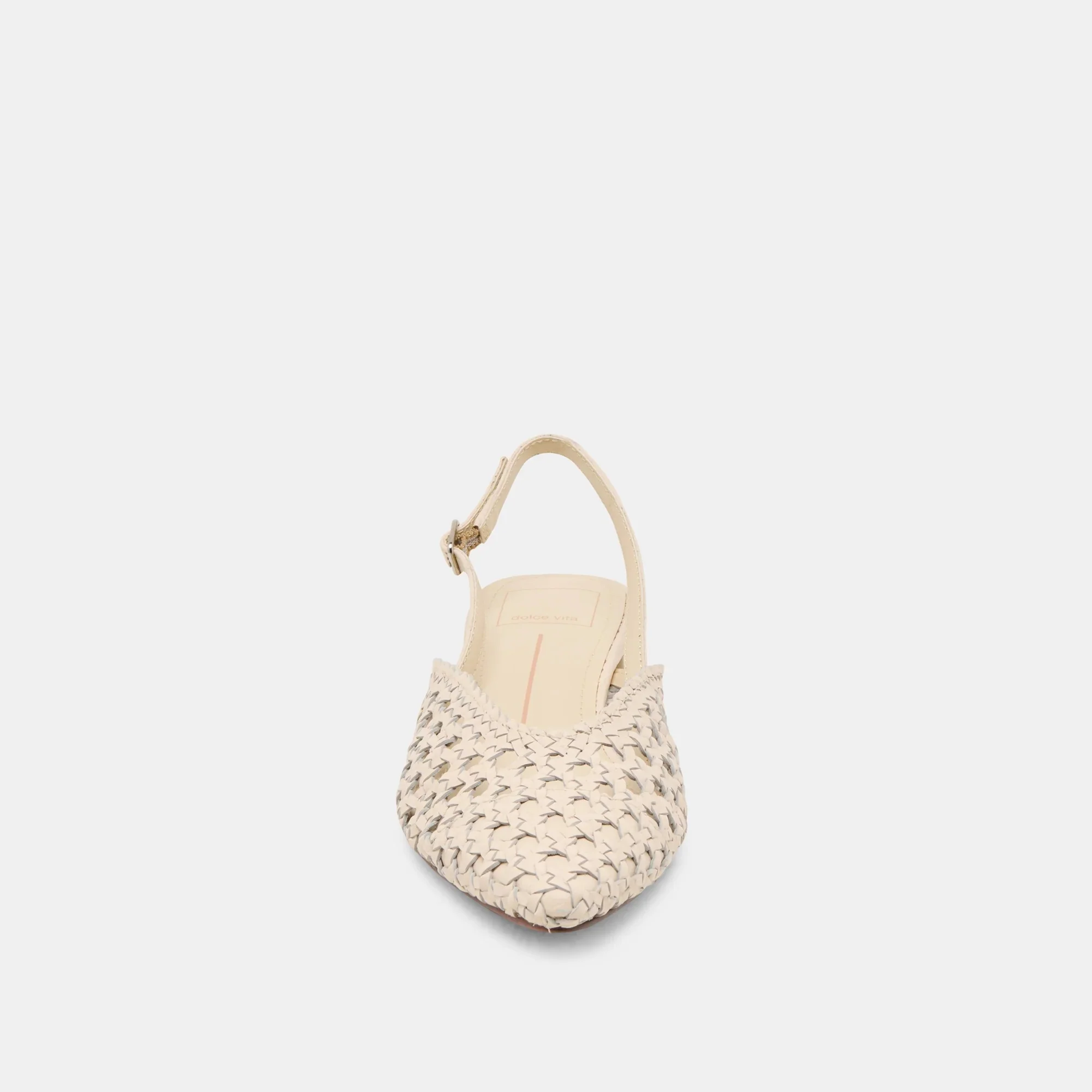 Birdie Flats Off White Woven Leather - Image 6