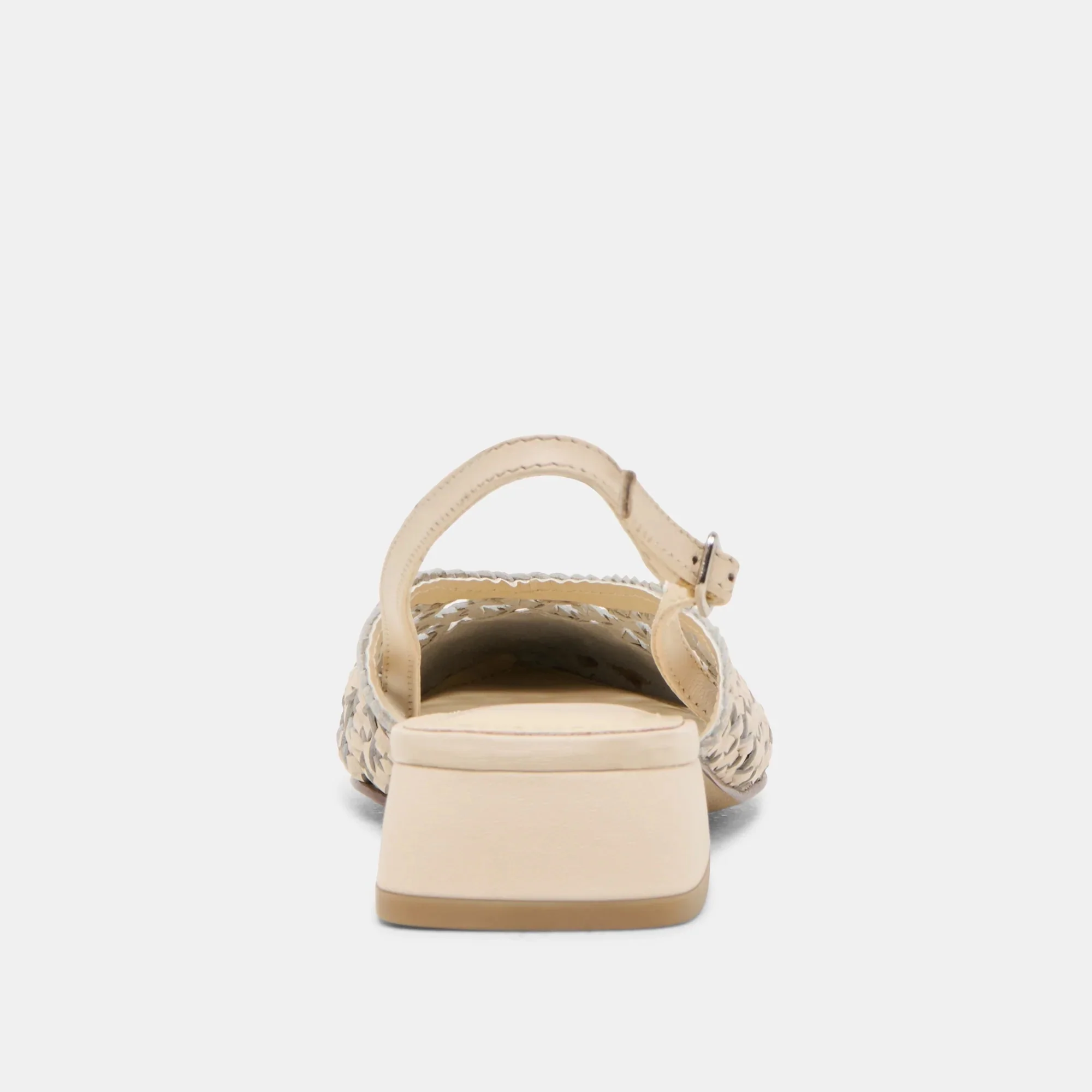 Birdie Flats Off White Woven Leather - Image 7