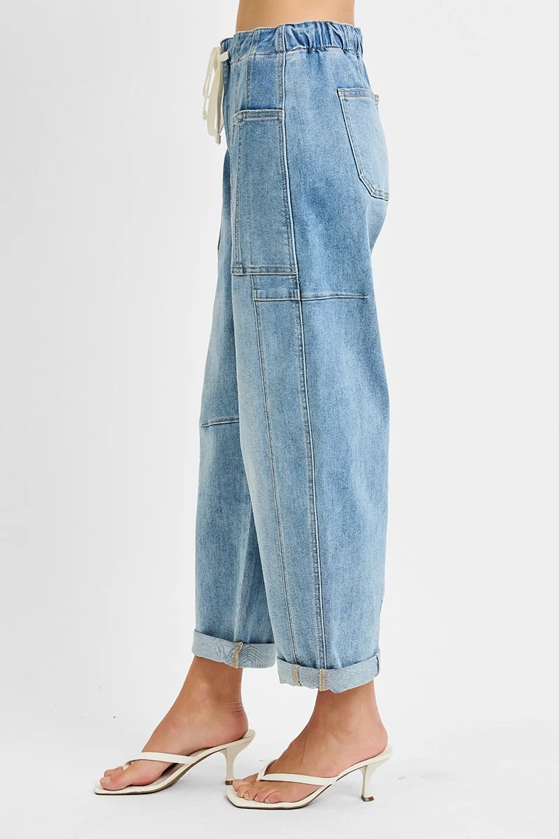 Callie High Rise Crop Barrel Cargo Pants - Image 3