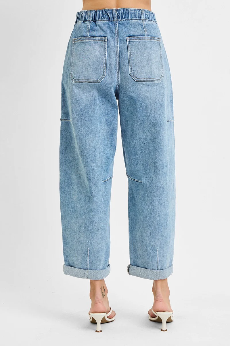 Callie High Rise Crop Barrel Cargo Pants - Image 4