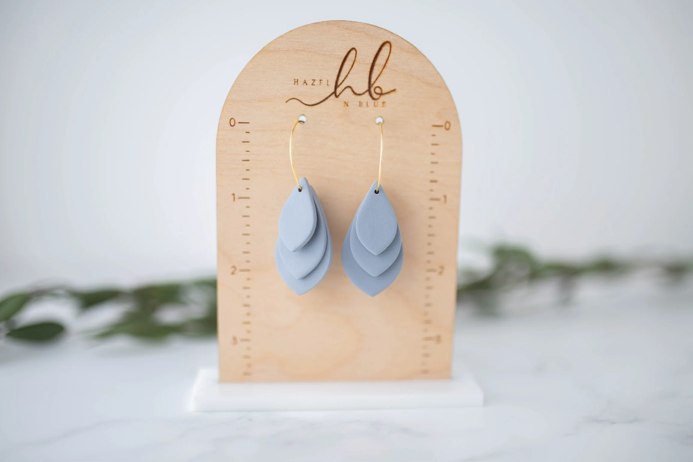 Clay Earrings Stacked Hoops - Fog - Image 3