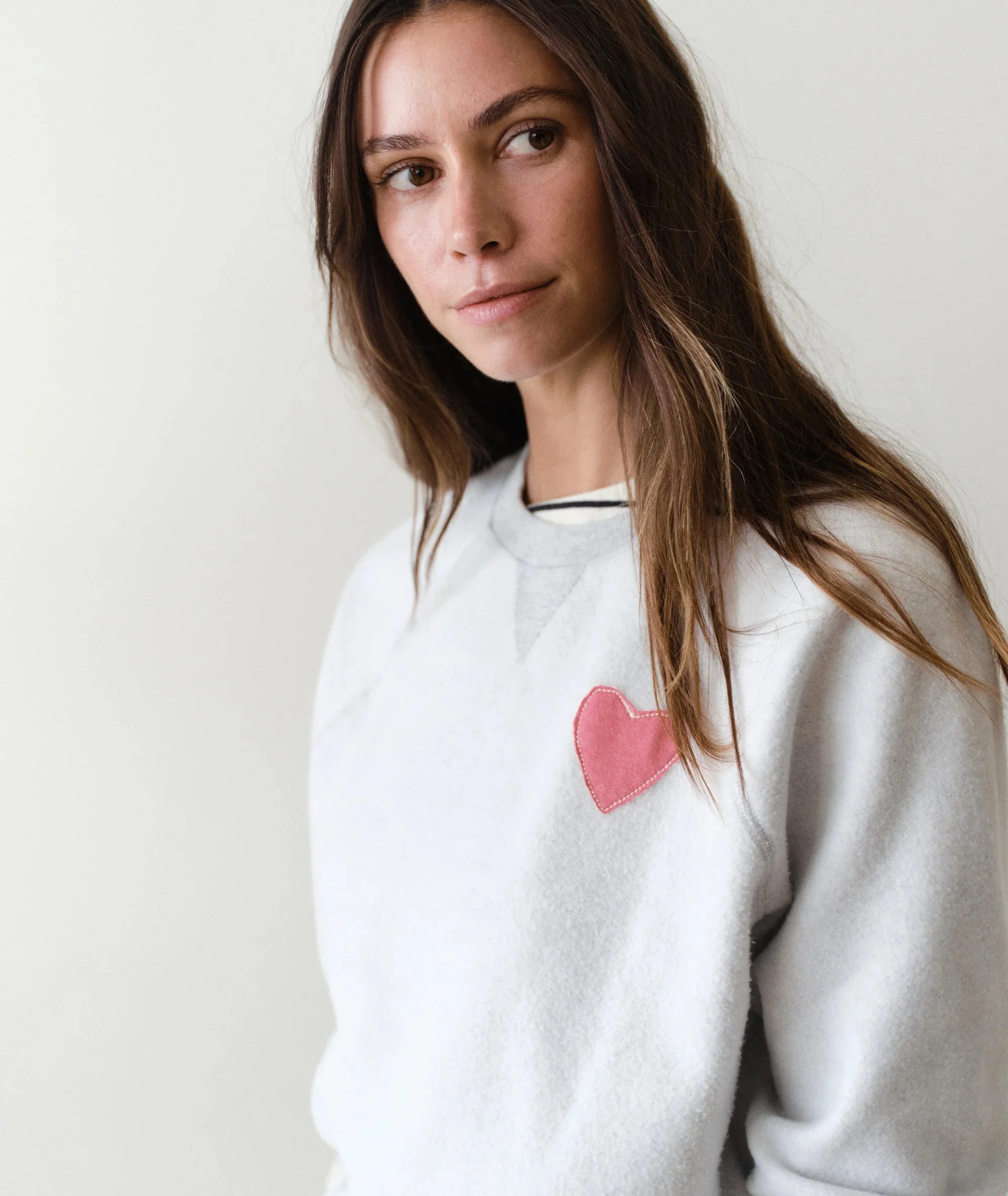 Cloud 9 Fleece Reversible Crewneck Heather Grey Heart - Image 3