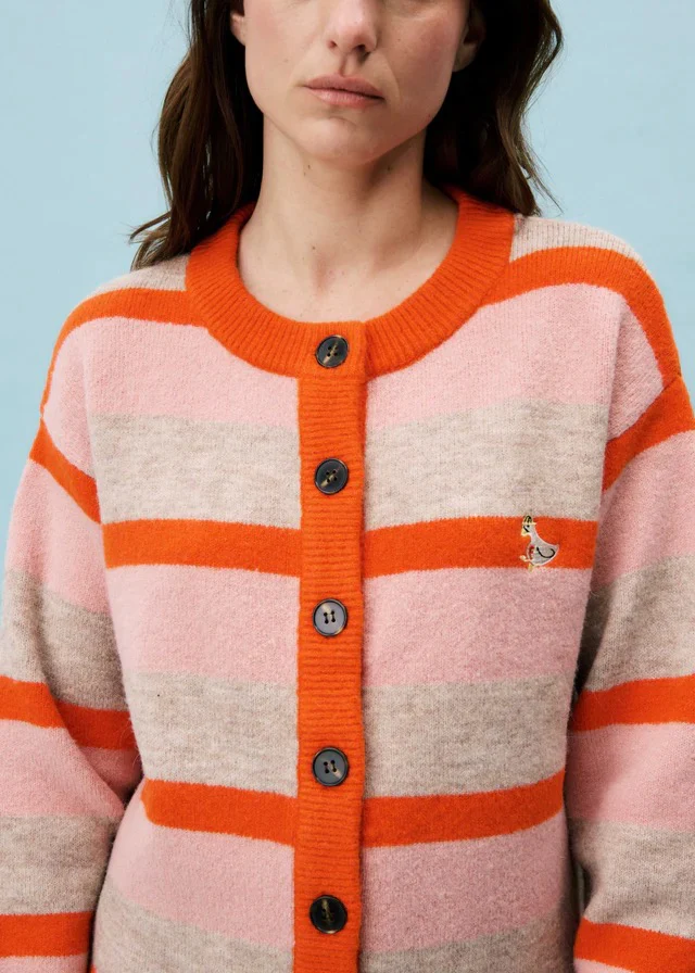 Danaine Cardigan Gray/Orange/Pink Stripe - Image 4