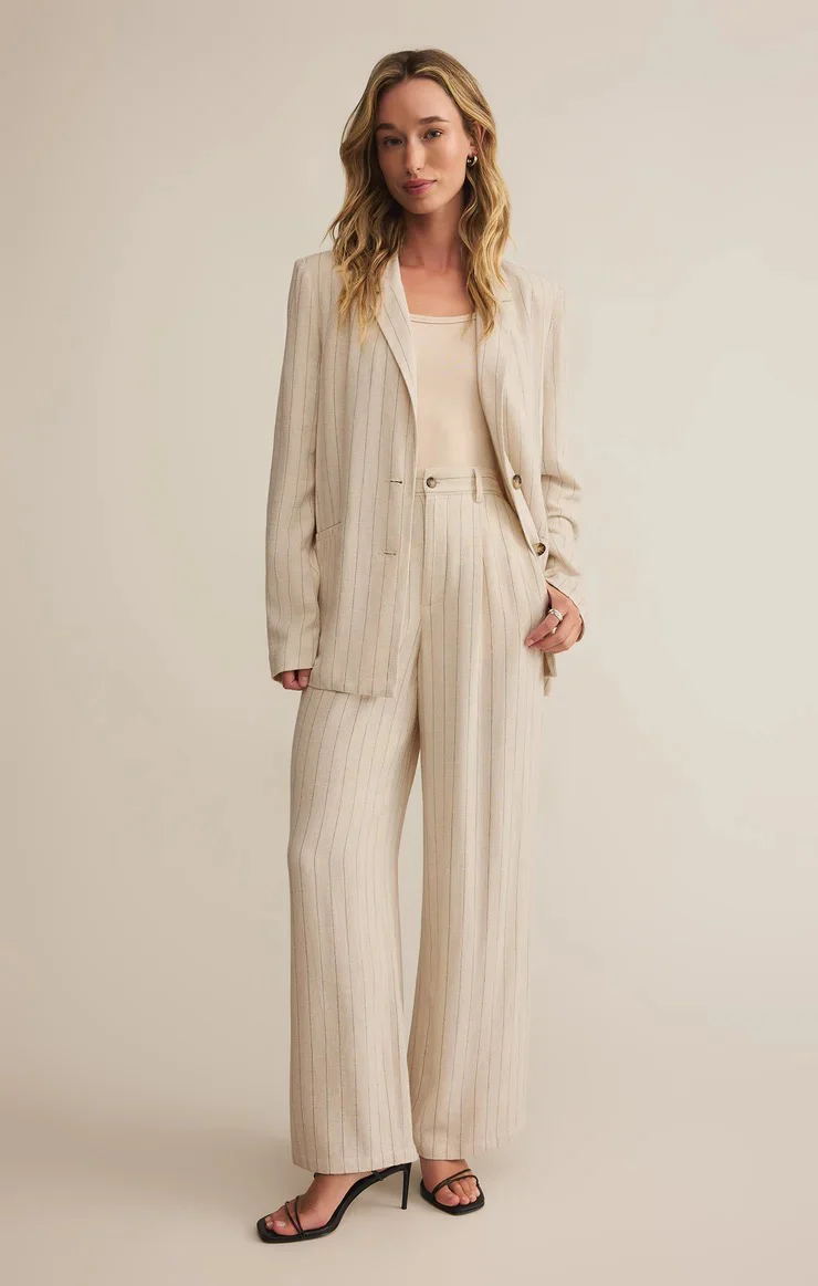 Livingston Pinstripe Blazer Flax - Image 3