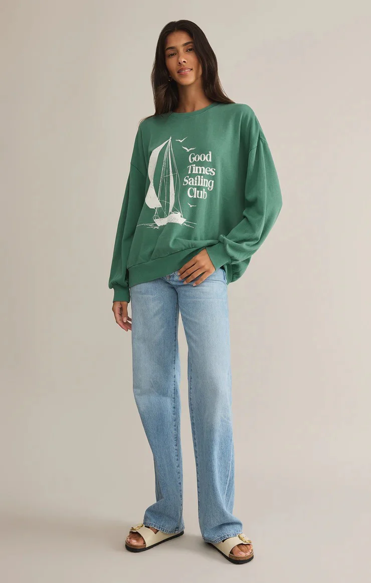 Sail Away Sunday Sweatshirt Botanical Green - Image 4