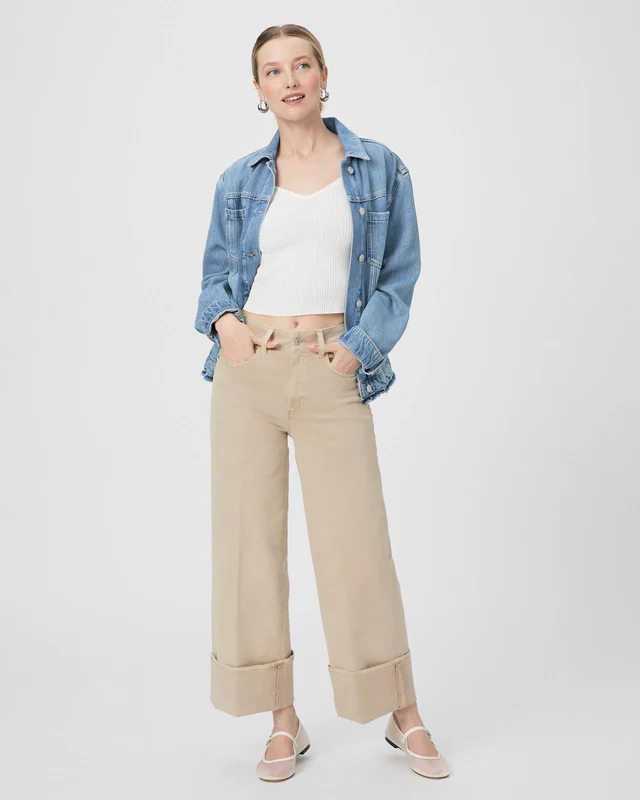 Sasha Ankle Cuffed Wide Leg Jean Vintage Soft Sand - Image 5