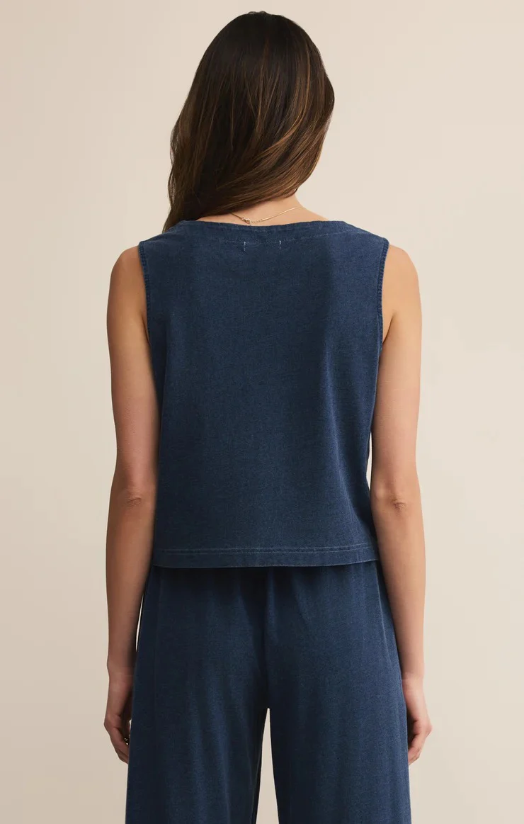 Solace Jersey Denim Top Indigo - Image 3