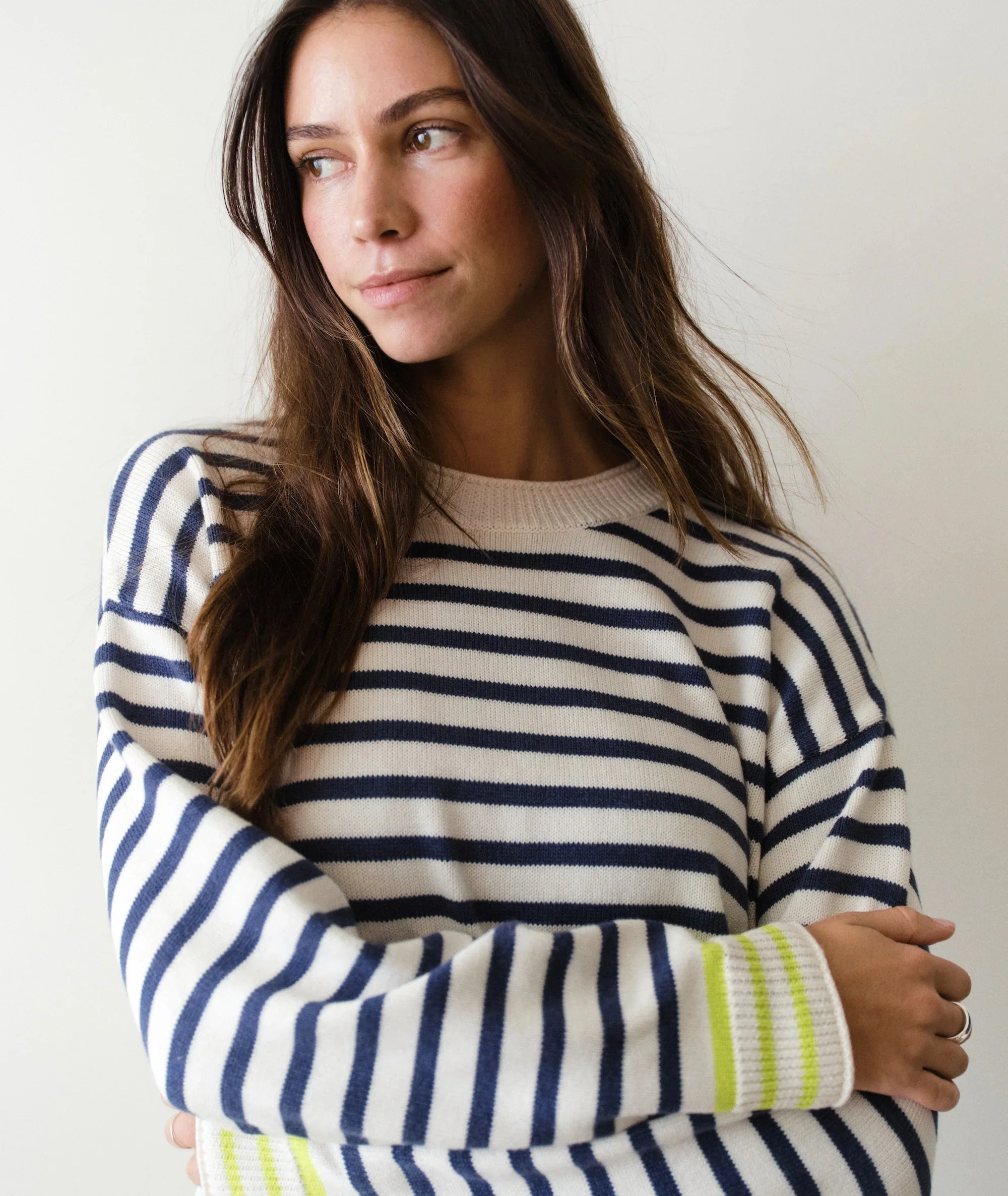 Suki Roll Neck Sweater Navy Stripe - Image 3
