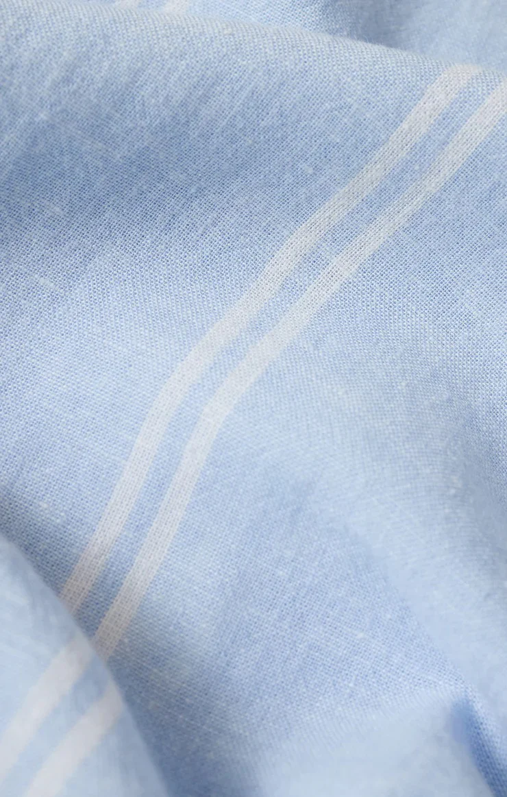 The Perfect Linen Striped Top Blue Light - Image 3